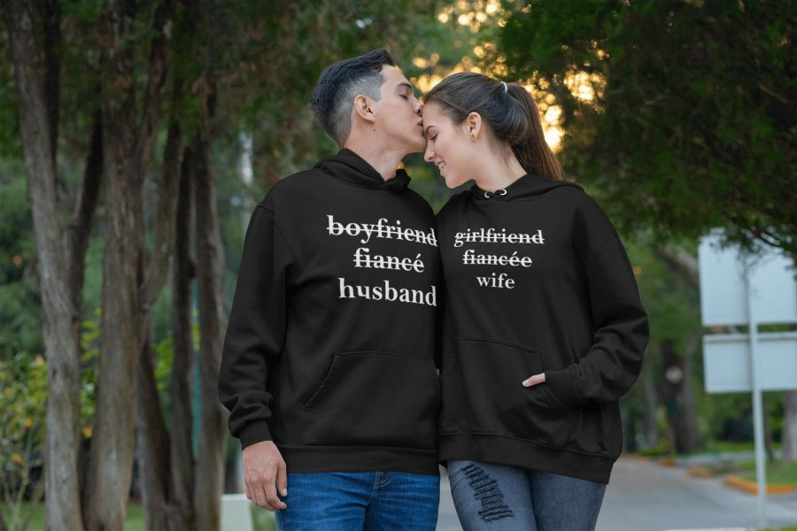 Wife and Husband páros pulóver - fekete színben