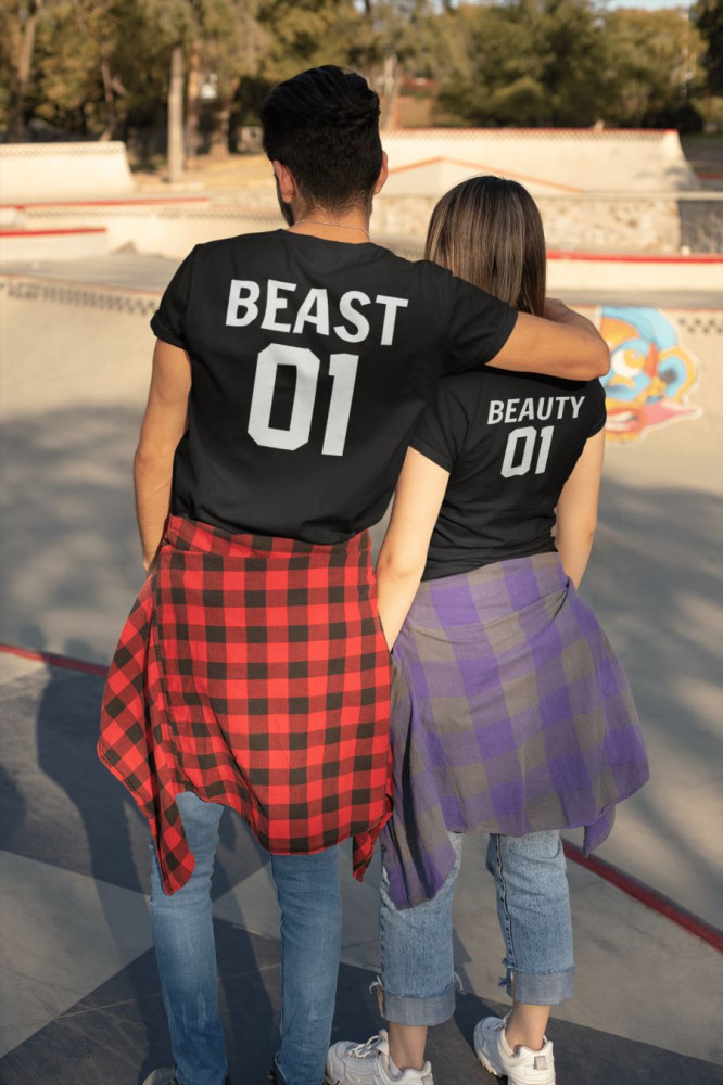 Beauty and the Beast páros póló - fekete színben 1