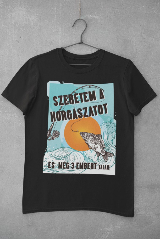 Szeretem a horgászatot fekete póló