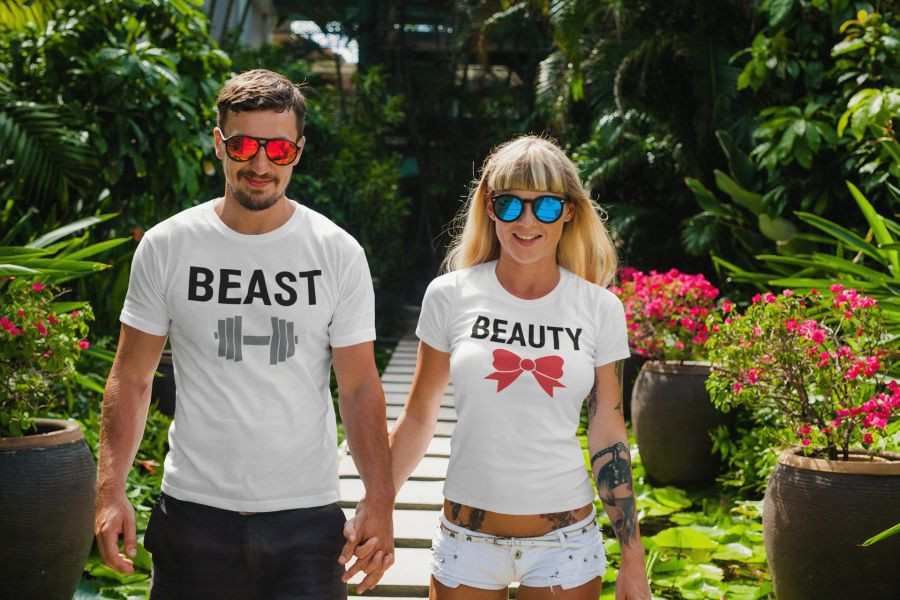 Beauty and the Beast páros póló - fehér színben 2