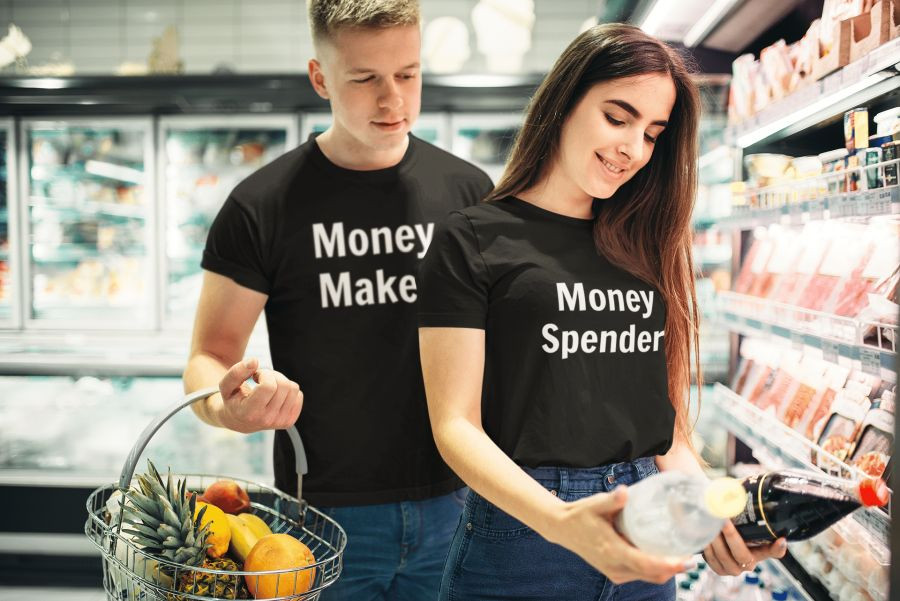 Money maker and Money spender páros póló - fekete színben