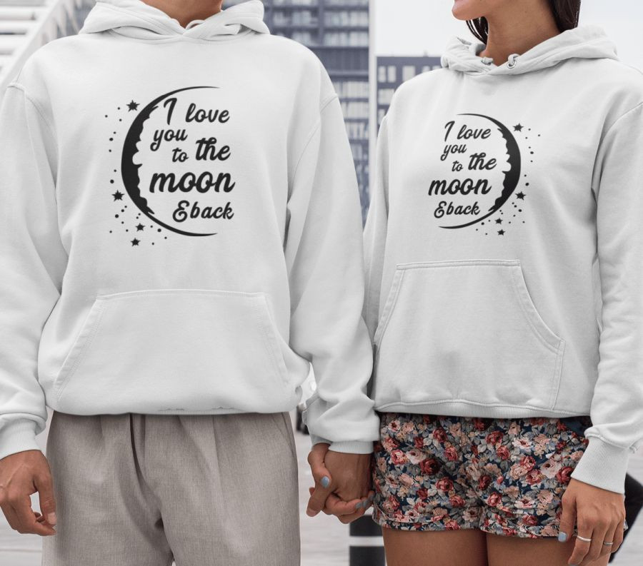 I love you to the Moon & back páros pulóver - fehér színben