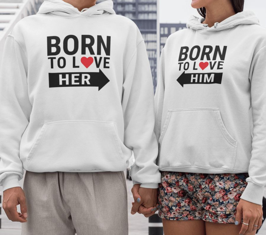 Born to love páros pulóver - fehér színben
