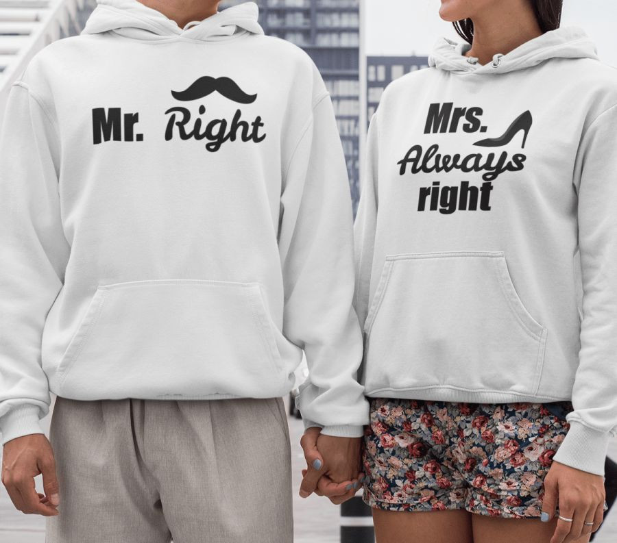 Mr. és Mrs. Right páros pulóver - fehér színben