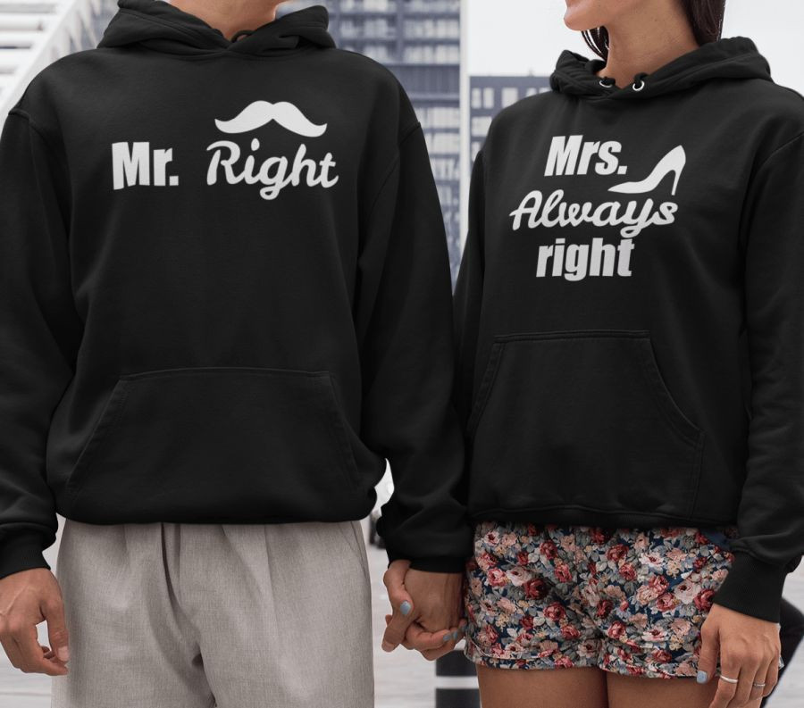 Mr. és Mrs. Right páros pulóver - fekete színben