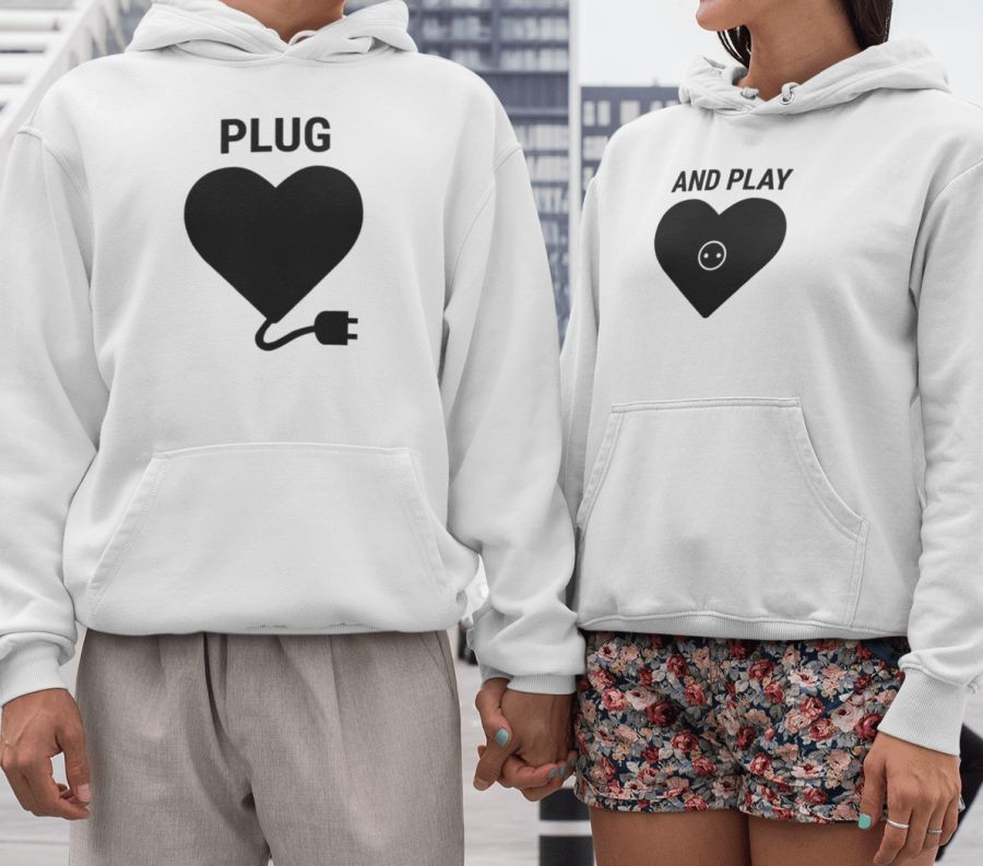 Plug and Play páros pulóver - fehér színben