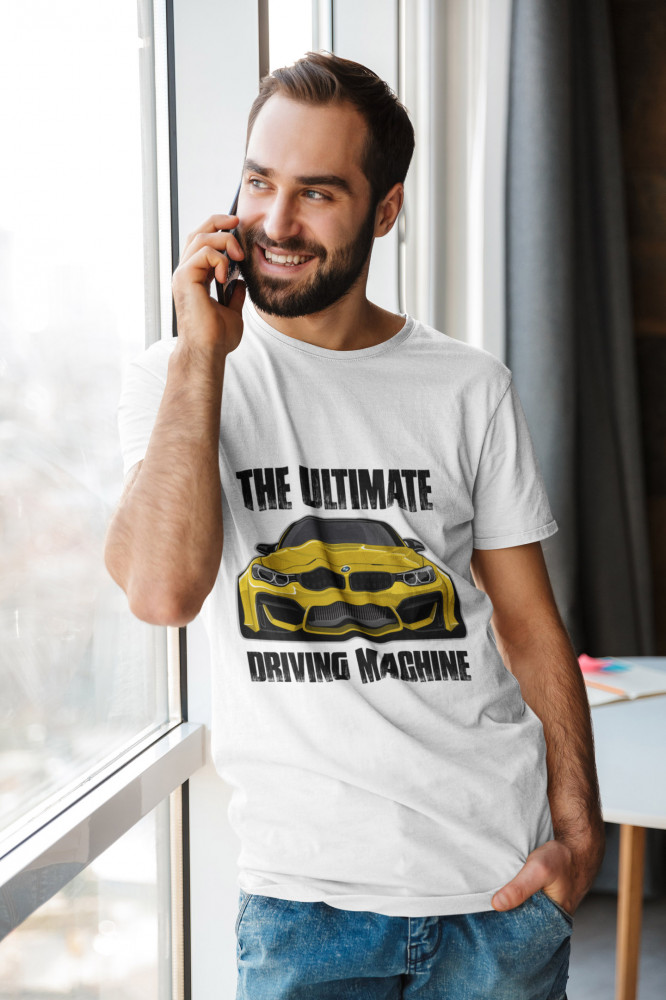 The ultimate driving machine yellow BMW fehér póló