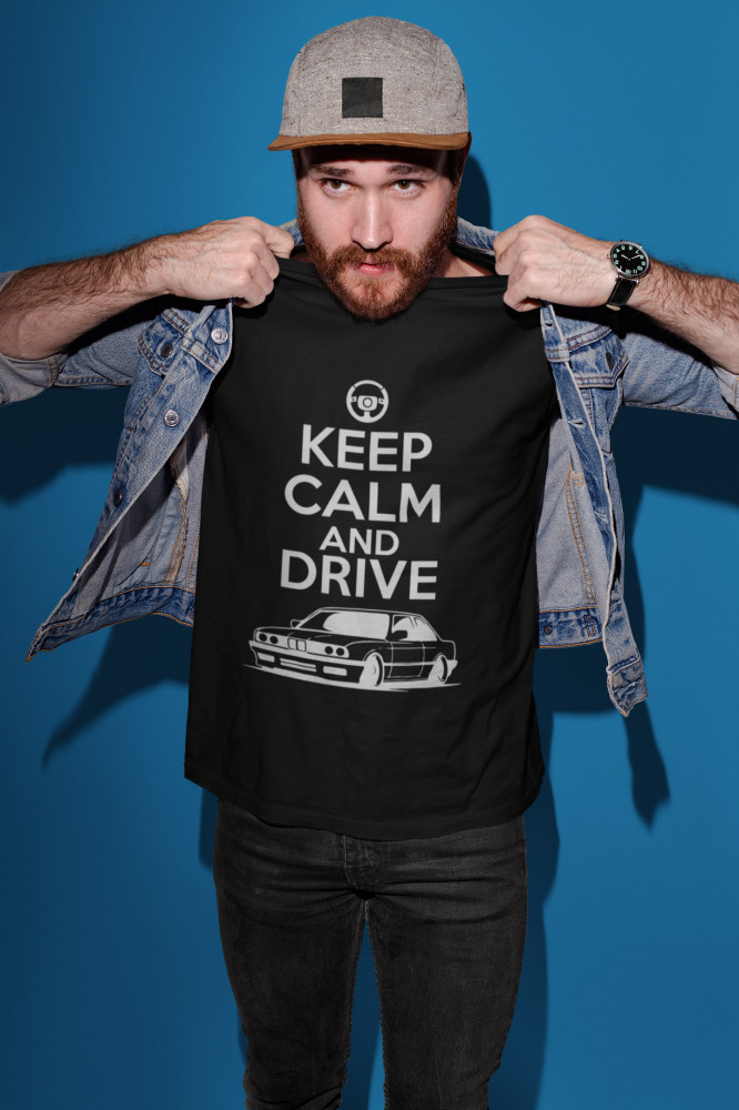 Keep Calm and Drive BMW fekete póló