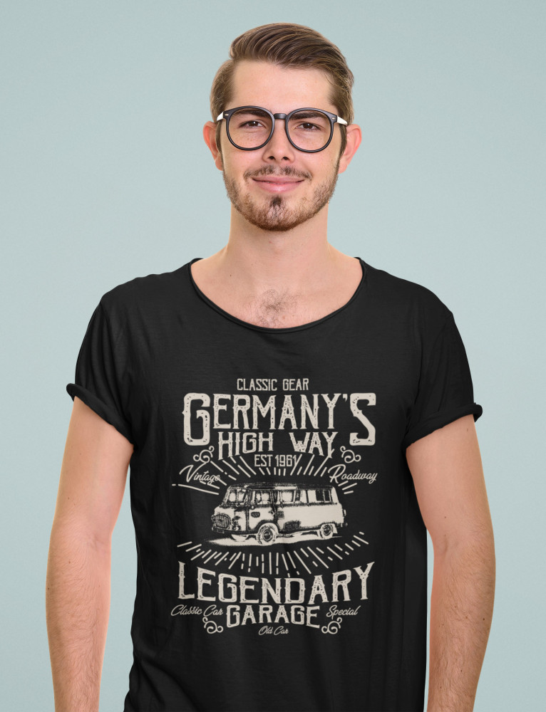 Germany's high way Barkas fekete póló