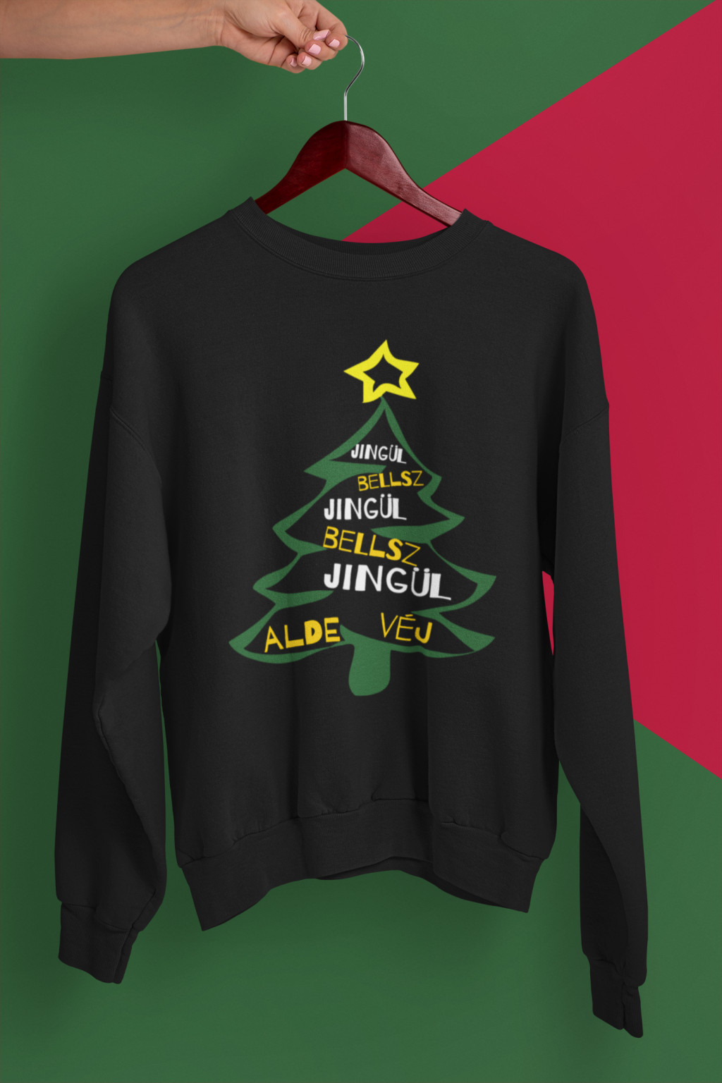 Karácsonyi pulóver fekete - Jingle Bells