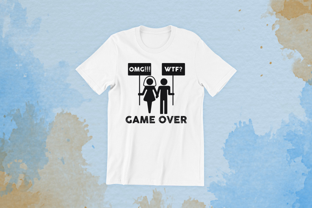 Game over! OMG! WTF! fehér póló
