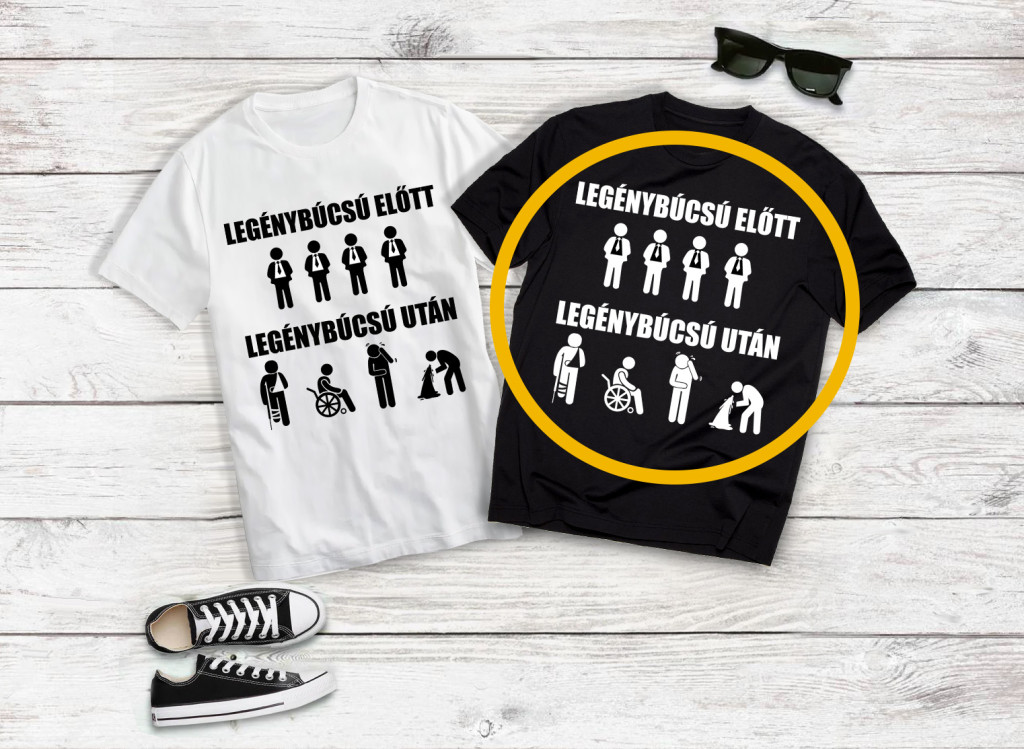 Legénybúcsú előtt/után fekete póló
