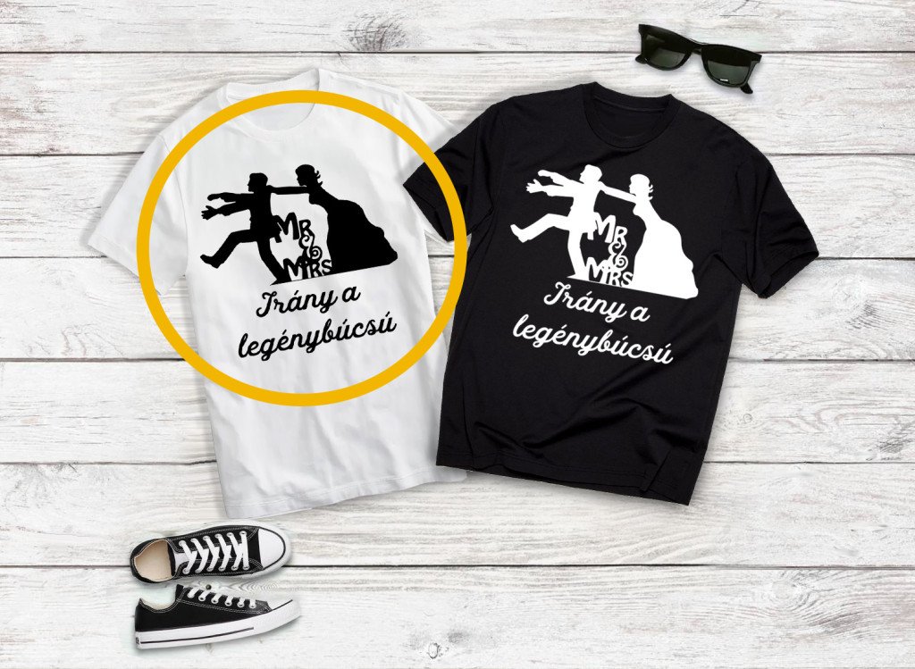 Irány a legénybúcsú fehér póló