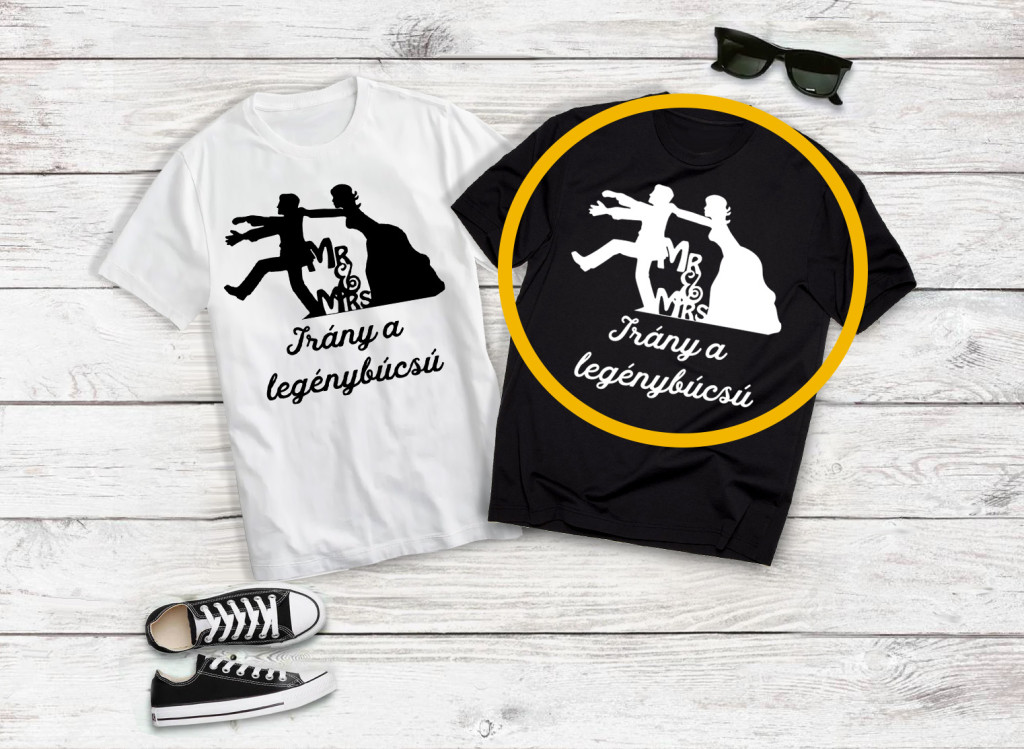 Irány a legénybúcsú fekete póló