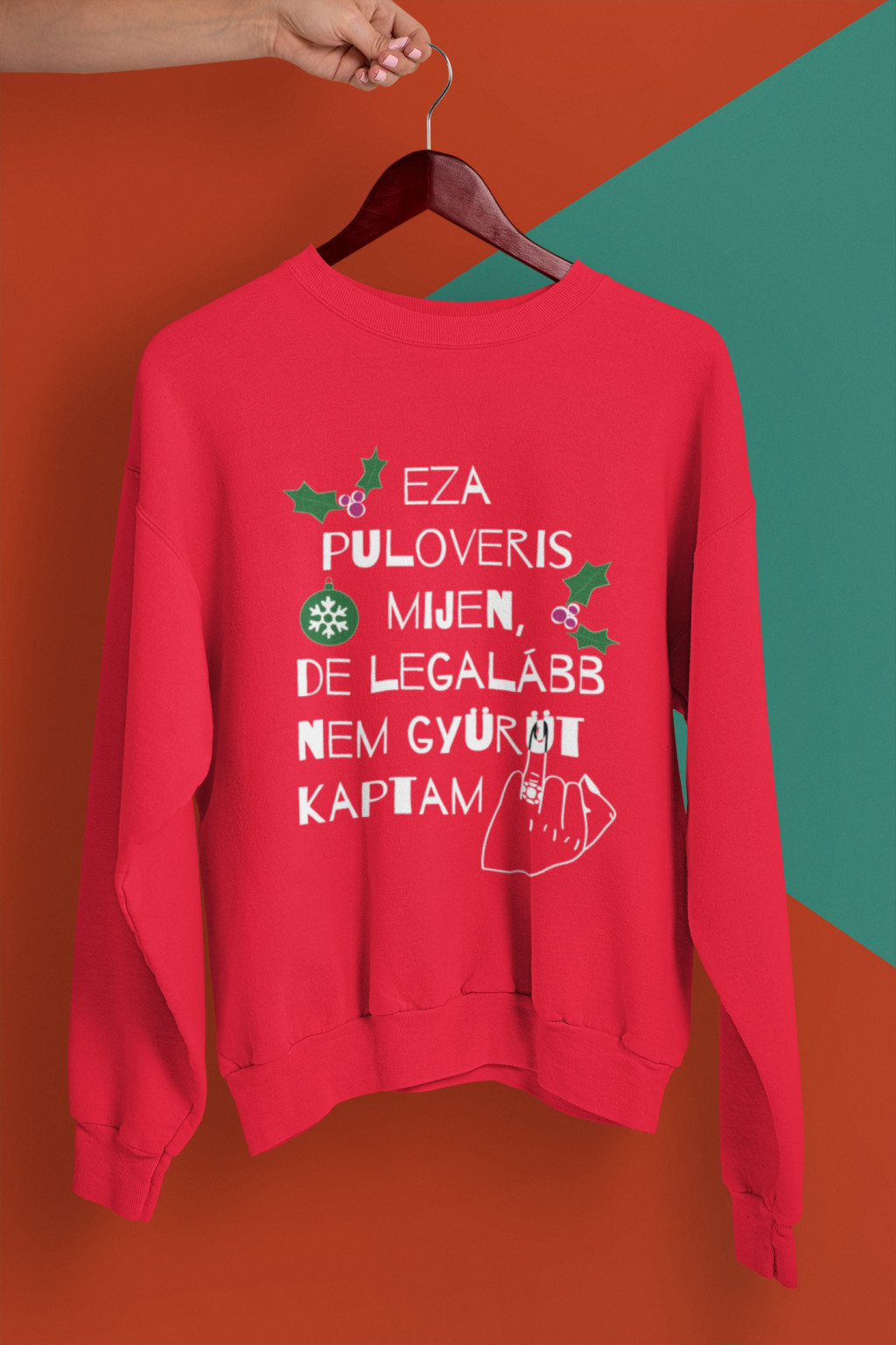 Karácsonyi pulóver piros - Legalább nem gyűrű