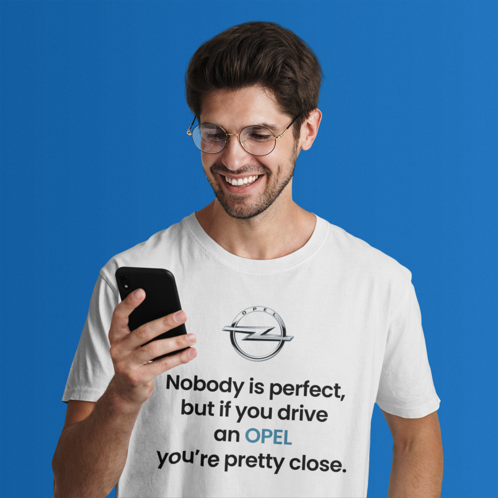 Nobody is perfect, but if you drive a opel… fekete póló