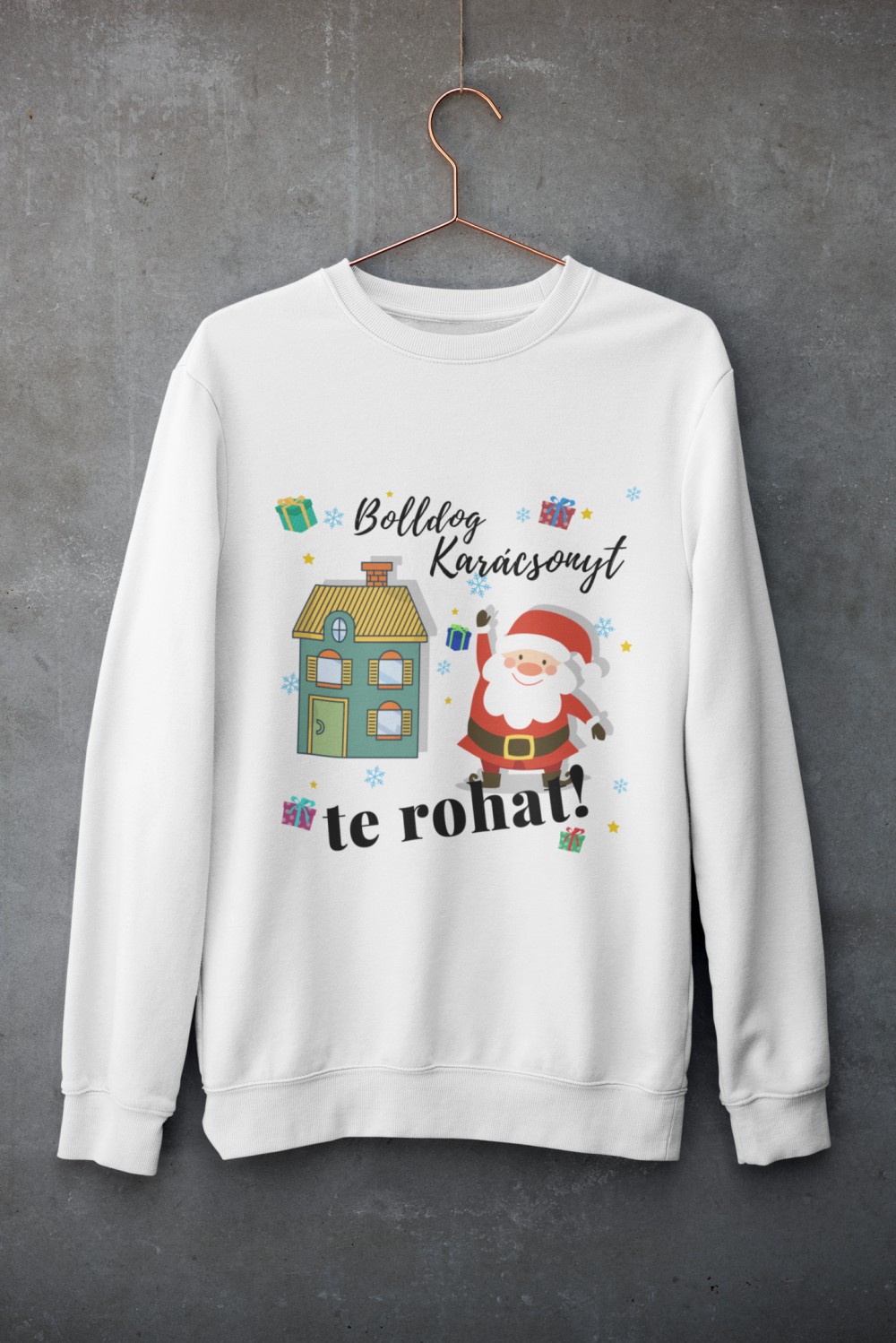 Bolldog karácsonyt te rohat fehér pulóver