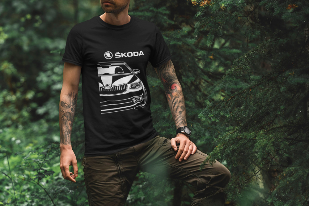 Skoda silhouette front fekete póló