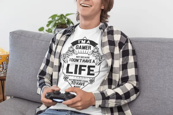 I'm a gamer I chose to have many life fehér póló 1