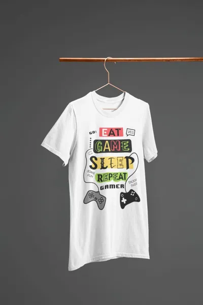 Eat. Game. Sleep. Repeat. fehér póló