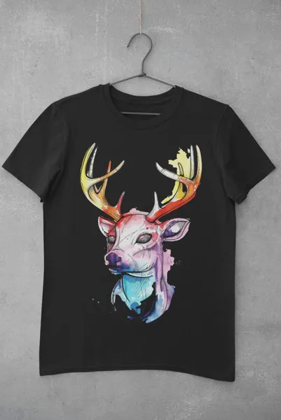 Colored deer fekete póló