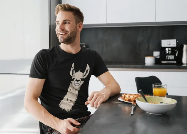 Llama head fekete póló