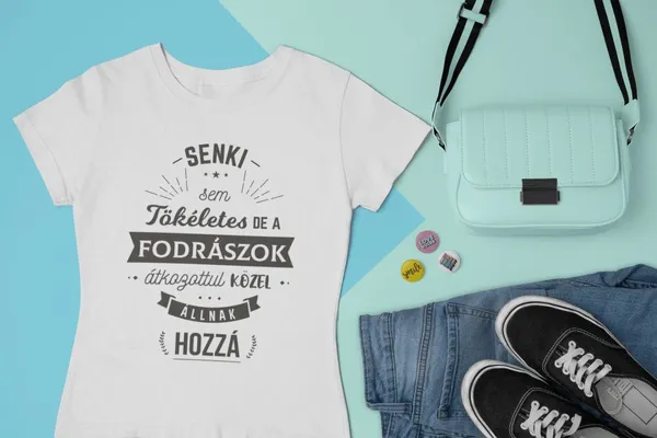 Fodrász fehér póló