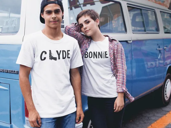 Bonnie és Clyde páros póló - fehér színben 1