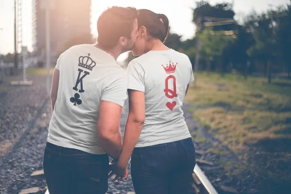 King and Queen páros póló - fehér színben 5