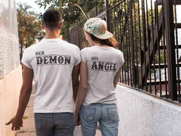 Angel és Demon páros póló - fehér színben