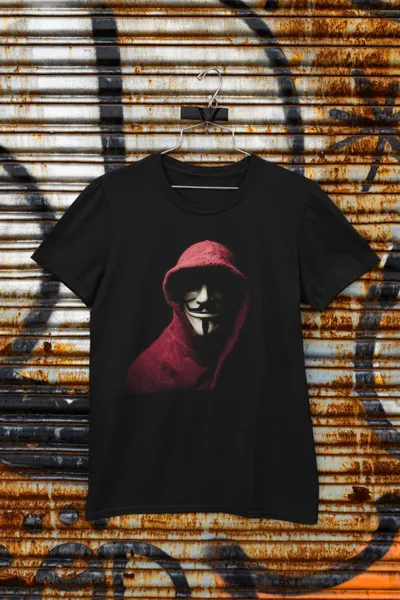 Red Hooded Anonymus fekete póló