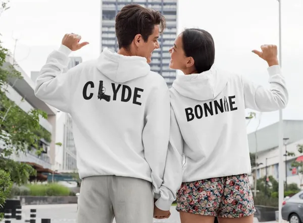 Bonnie és Clyde páros pulóver - fehér színben