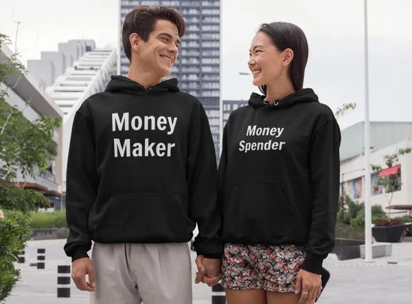 Money maker and Money spender páros pulóver - fekete színben