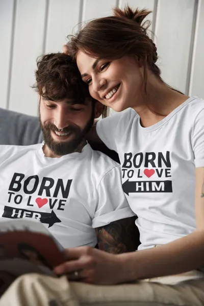 Born to love páros póló - fehér színben