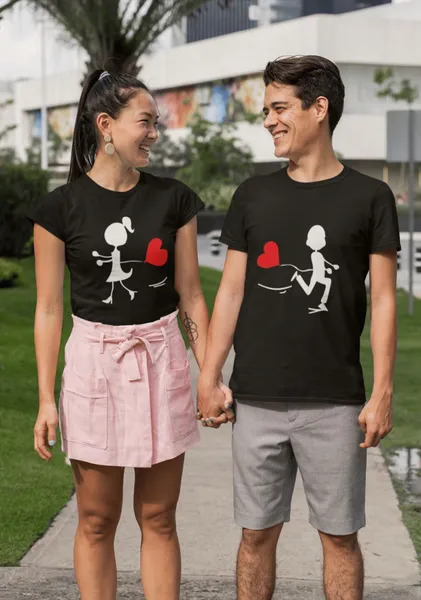 Love story páros póló - fekete színben