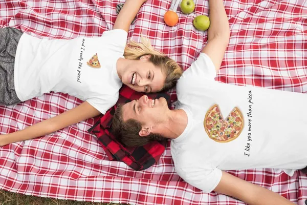 I like you more than pizza páros póló - fehér színben