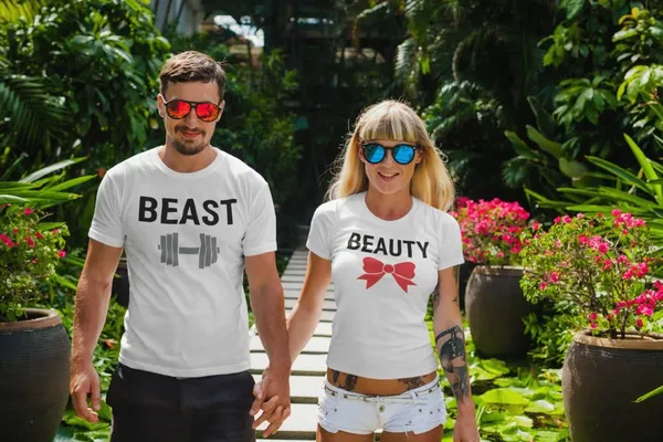 Beauty and the Beast páros póló - fehér színben 2