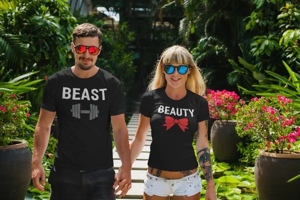 Beauty and the Beast páros póló - fekete színben 2