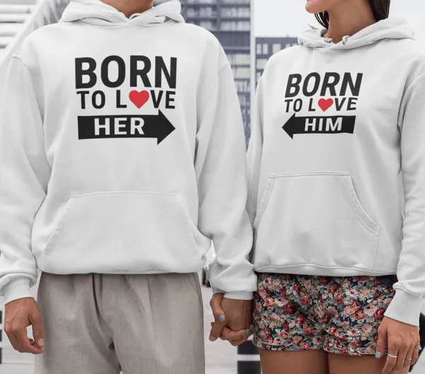 Born to love páros pulóver - fehér színben