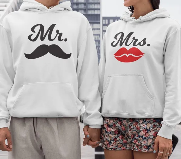 Mr. és Mrs. páros pulóver - fehér színben