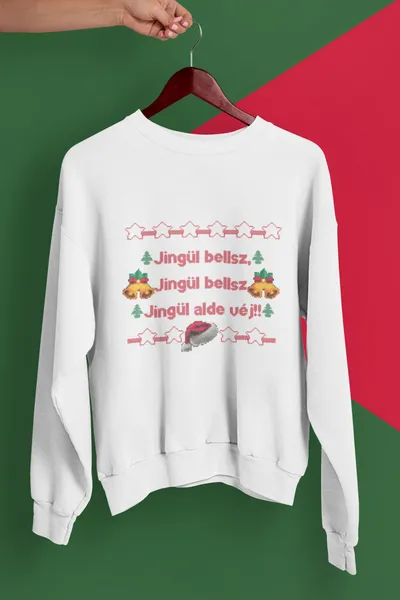 Karácsonyi pulóver fehér - Jingle Bells kötött