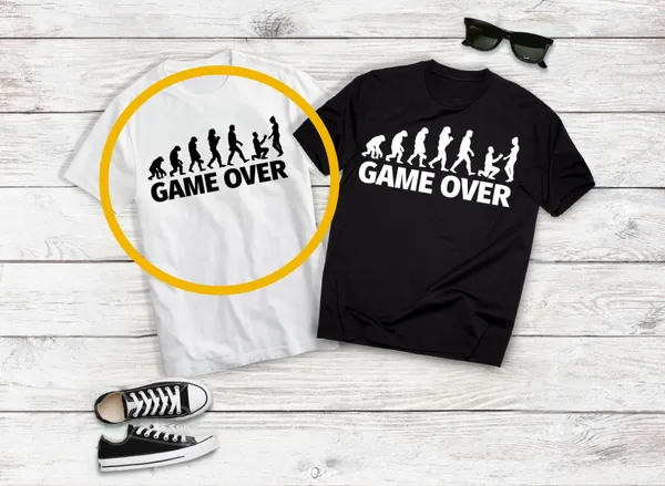 Game Over evolúció fehér póló