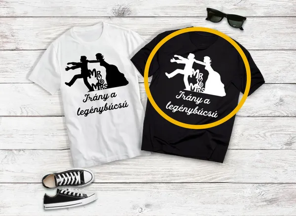 Irány a legénybúcsú fekete póló