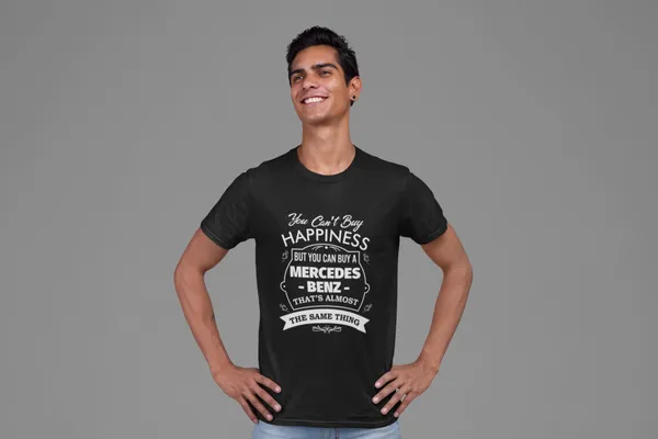 You can't buy happiness..mercedes fekete póló