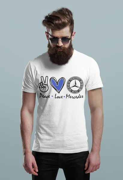 Peace, Love, Mercedes fehér póló