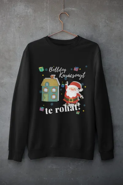 Bolldog karácsonyt te rohat fekete pulóver