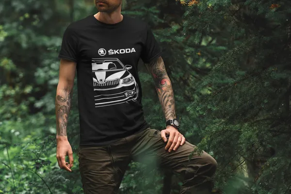 Skoda silhouette front fekete póló
